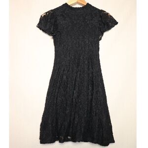Vintage Black Lace Midi Dress